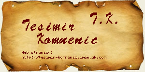 Tešimir Komnenić vizit kartica
